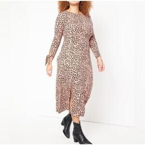 NWOT Eloquii Leopard Obsession Cheetah Long Sleeve Midi Maxi Dress Blush Pink 16